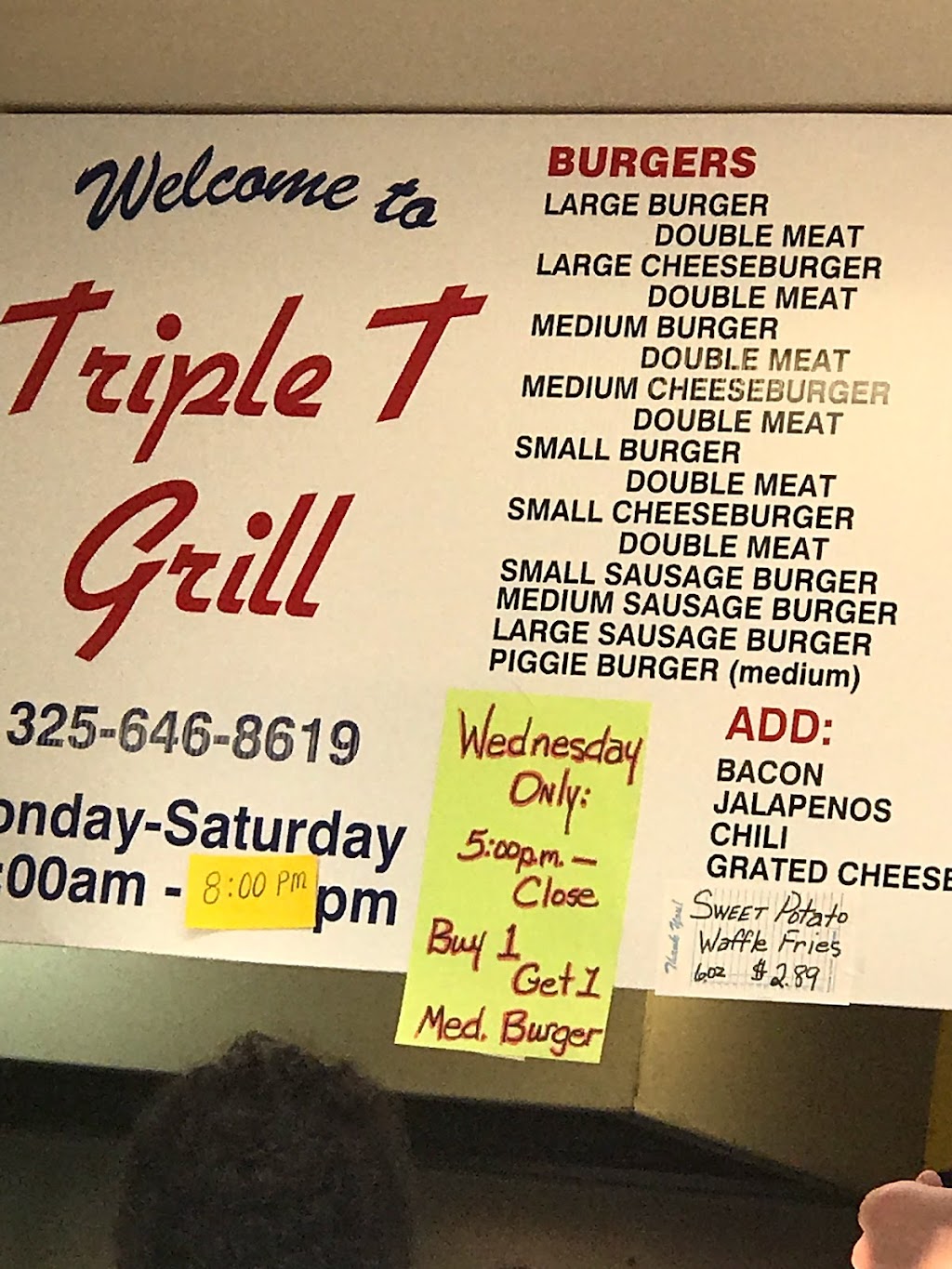Triple T Grill | restaurant | 1411 Indian Creek Dr, Brownwood, TX 76801, USA | 3256468619 OR +1 325-646-8619