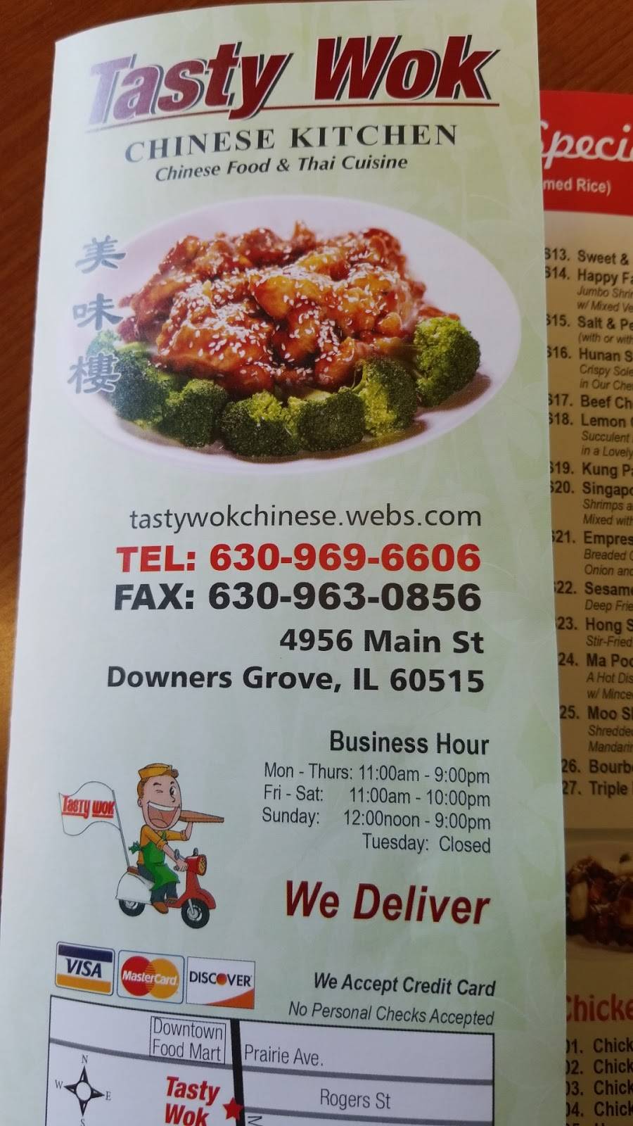 Tasty Wok | restaurant | 4956 Main St, Downers Grove, IL 60515, USA | 6309696606 OR +1 630-969-6606