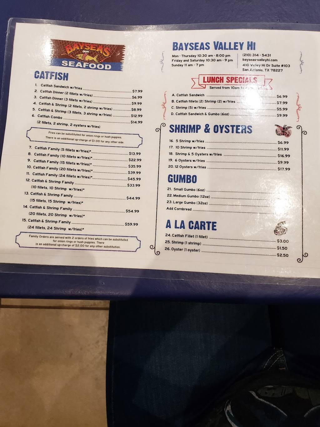 Bayseas Seafood | restaurant | 410 Valley Hi Dr #103, San Antonio, TX 78227, USA | 2103145431 OR +1 210-314-5431