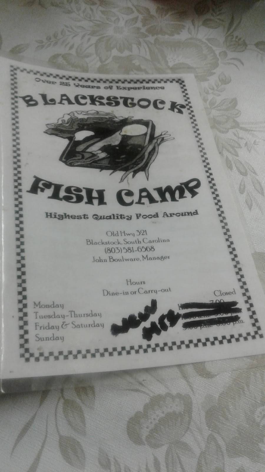 Blackstock Fish Camp | restaurant | 1944 Blackstock Rd, Blackstock, SC 29014, USA | 8035816568 OR +1 803-581-6568