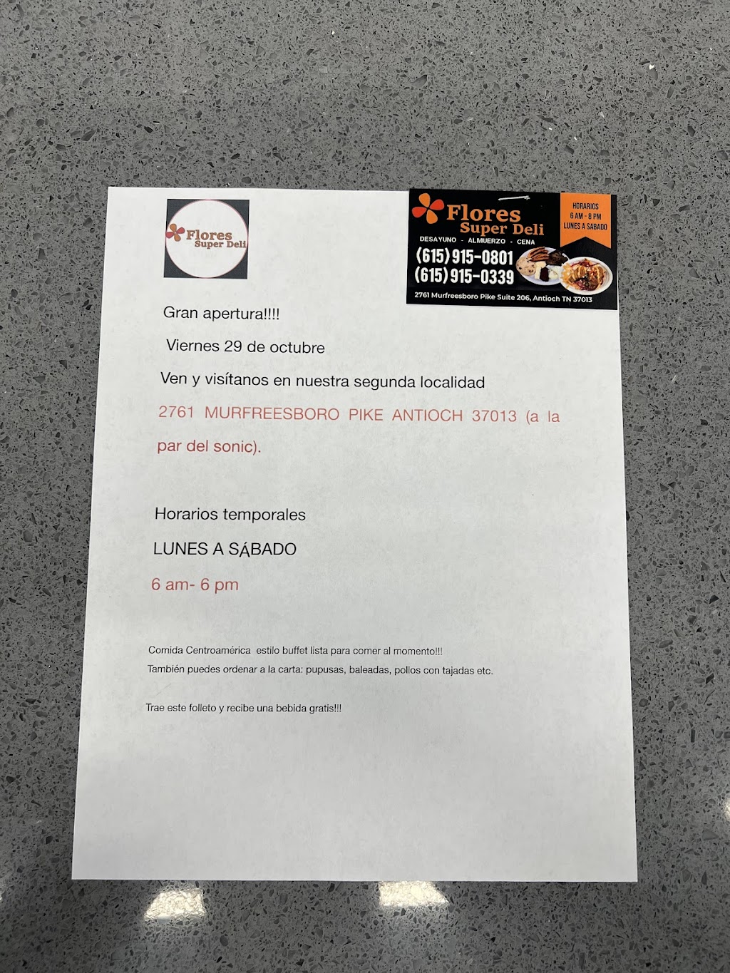 Flores super deli 2 | restaurant | 2761 Murfreesboro Pike suite 206, Antioch, TN 37013, USA | 6159150801 OR +1 615-915-0801