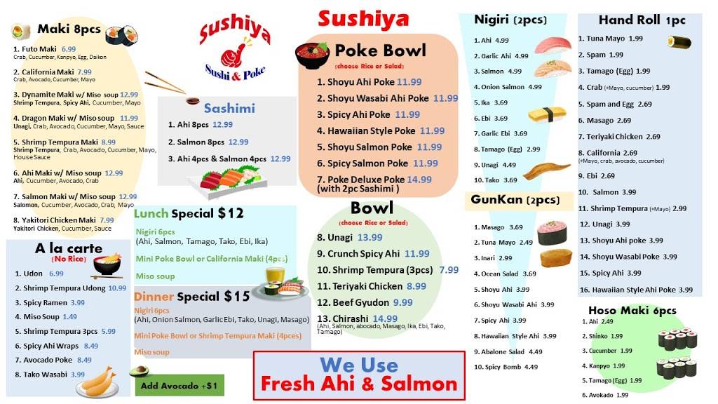 Sushiya (Good Sushi & Poke) | meal takeaway | 3506 Waialae Ave #B, Honolulu, HI 96816, USA | 8087359494 OR +1 808-735-9494