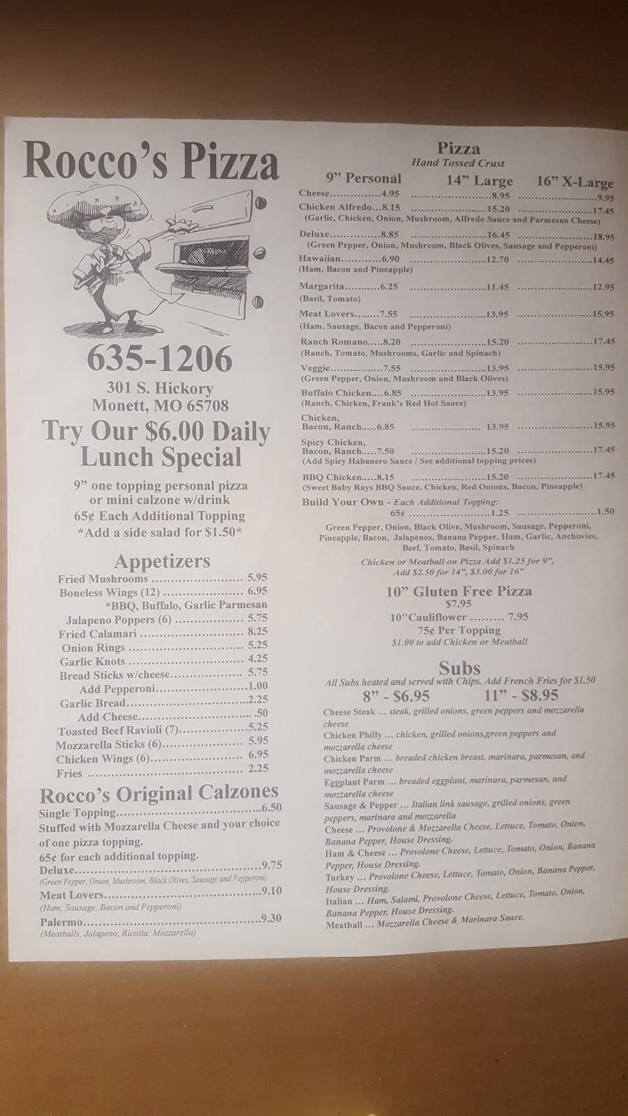 Roccos Pizza of Monett | restaurant | 301 S Hickory St, Monett, MO 65708, USA | 4176351206 OR +1 417-635-1206