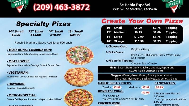 Primos pizza | meal takeaway | 2201 S B St, Stockton, CA 95206, USA | 2098884000 OR +1 209-888-4000