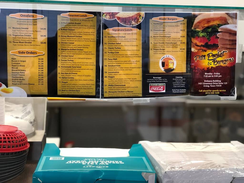 Pita Pockets Etc | restaurant | 1431 Greenway Dr # 125, Irving, TX 75038, USA | 9725501644 OR +1 972-550-1644