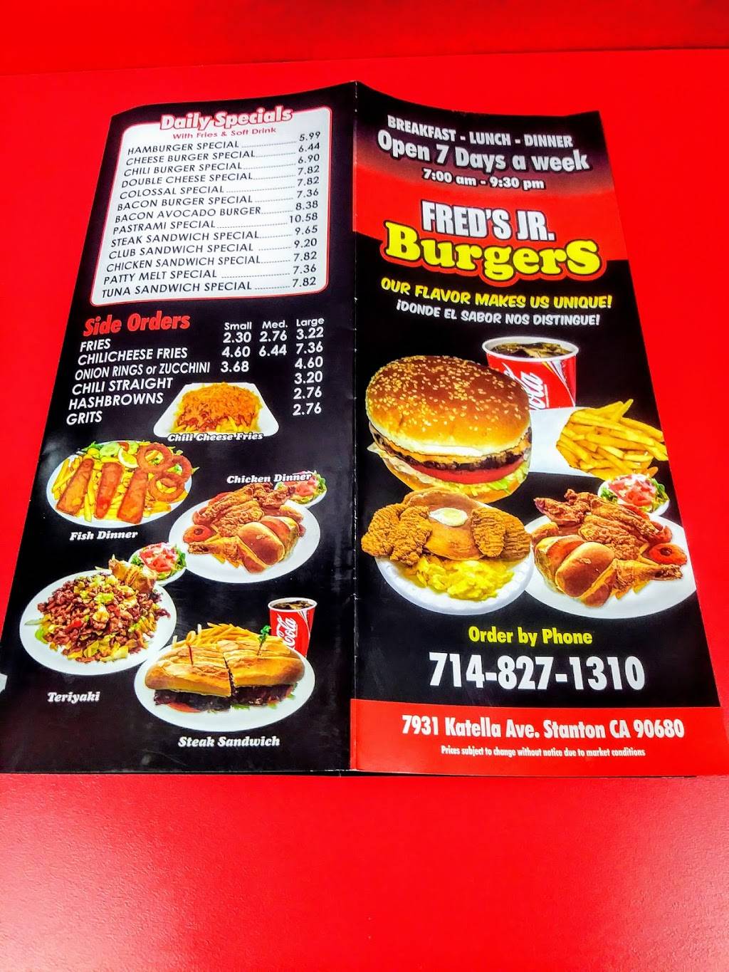 FREDS JR. BURGER CHARBROILED | restaurant | 7931 Katella Ave, Stanton, CA 90680, USA | 7148271310 OR +1 714-827-1310