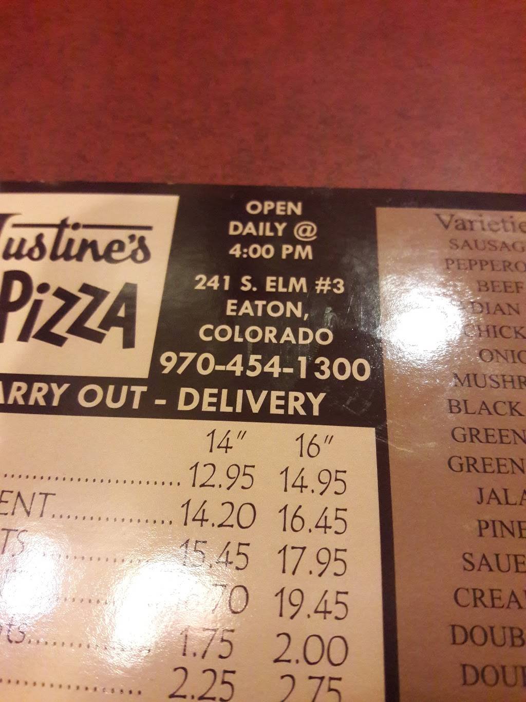 Justines Pizza | meal delivery | 241 S Elm Ave, Eaton, CO 80615, USA | 9704541300 OR +1 970-454-1300