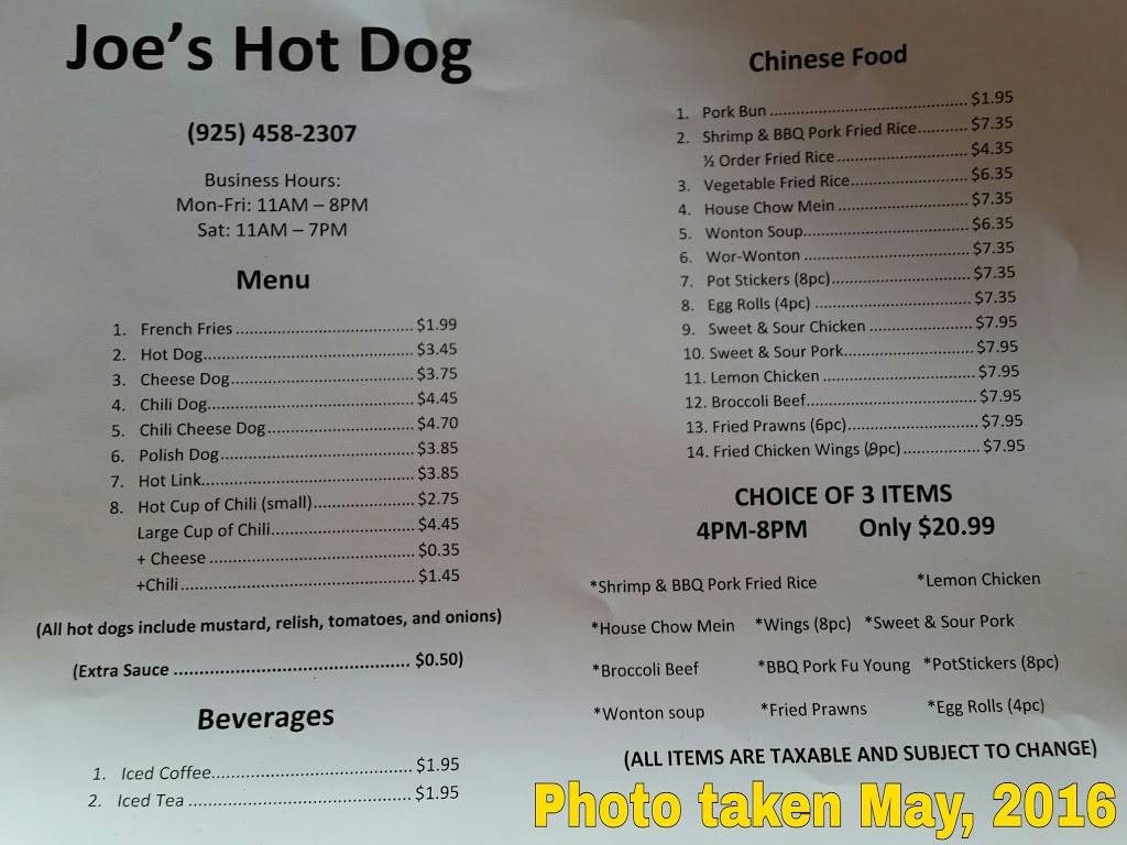 Joes Hot Dogs | restaurant | 602 Port Chicago Hwy, Bay Point, CA 94565, USA | 9254582307 OR +1 925-458-2307