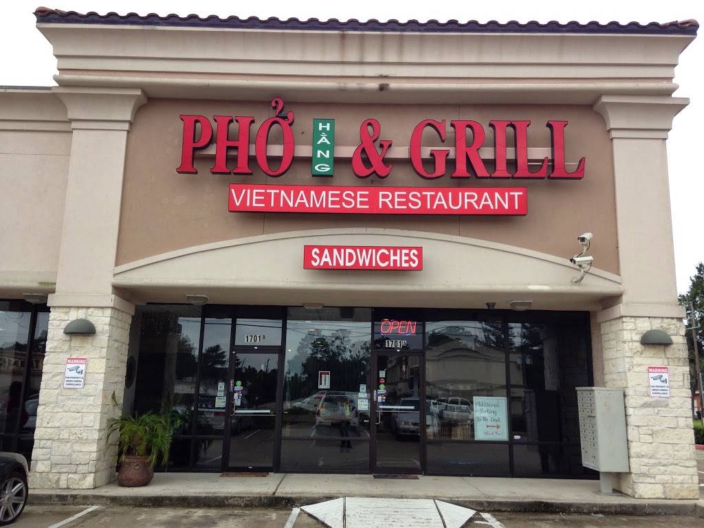Pho Hang & Grill | meal takeaway | 1701 Cypress Creek Pkwy, Houston, TX 77090, USA | 8322861352 OR +1 832-286-1352