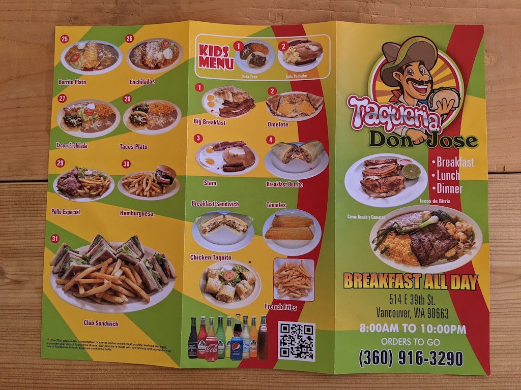 Taqueria Don Jose | restaurant | 514 E 39th St, Vancouver, WA 98663, USA | 3609163290 OR +1 360-916-3290
