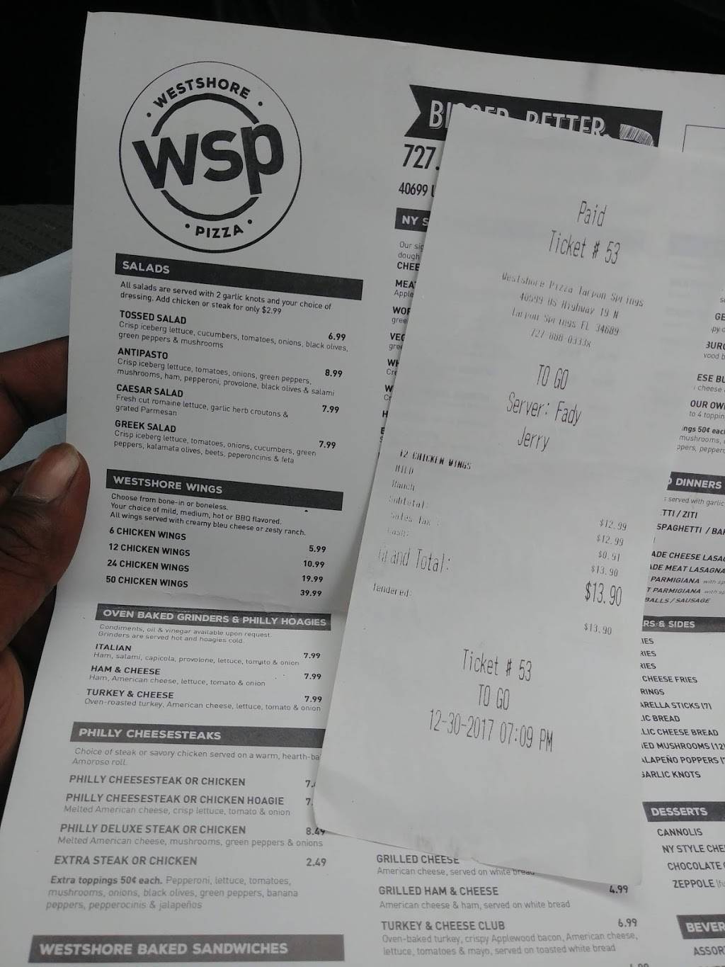 Westshore Pizza | restaurant | 40699 US Hwy 19 N, Tarpon Springs, FL 34689, USA | 7278880333 OR +1 727-888-0333