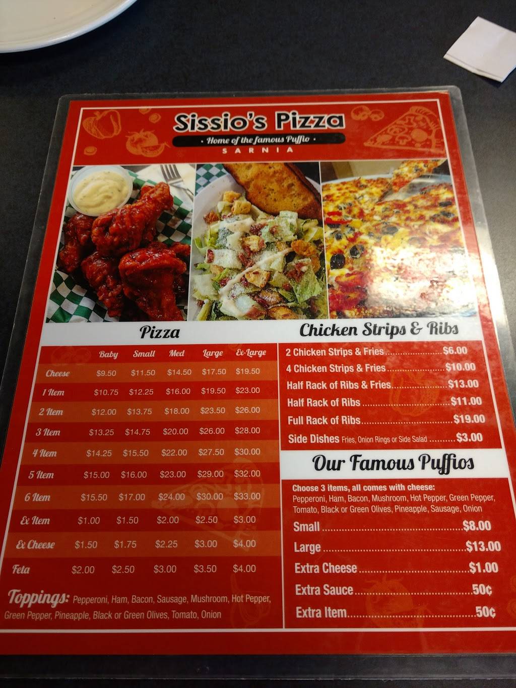 Sissios Pizza | restaurant | 869 Exmouth St, Sarnia, ON N7T 5R3, Canada | 5193373711 OR +1 519-337-3711
