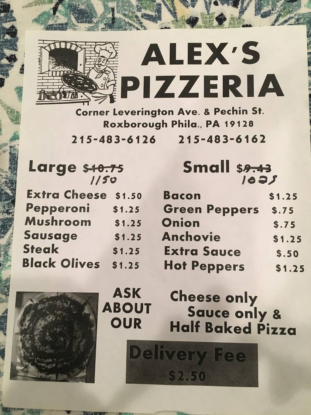 Alexs Pizzeria | restaurant | 400 Leverington Ave, Philadelphia, PA 19128, USA | 2154836162 OR +1 215-483-6162