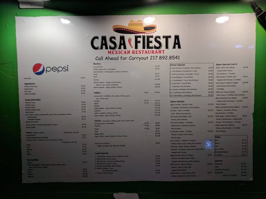 Casa Fiesta | restaurant | 215 E Sangamon Ave, Rantoul, IL 61866, USA | 2178928541 OR +1 217-892-8541