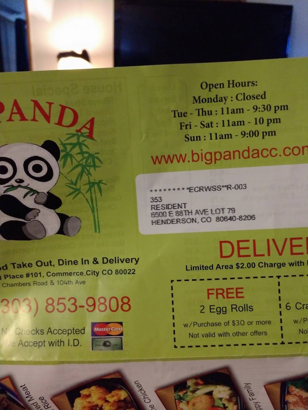 Big Panda | meal takeaway | 15550 E 103rd Pl, Commerce City, CO 80022, USA | 3038539808 OR +1 303-853-9808