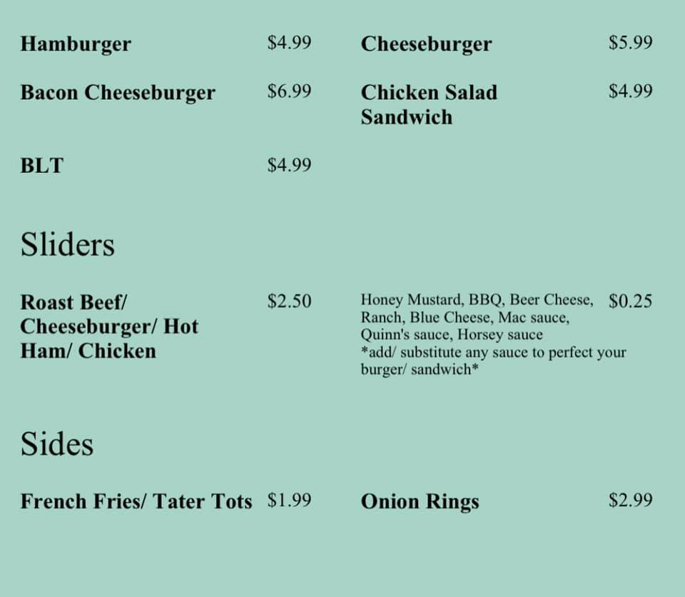 Quinns Corner | restaurant | 518 N Harrison St, Alexandria, IN 46001, USA | 7657052100 OR +1 765-705-2100