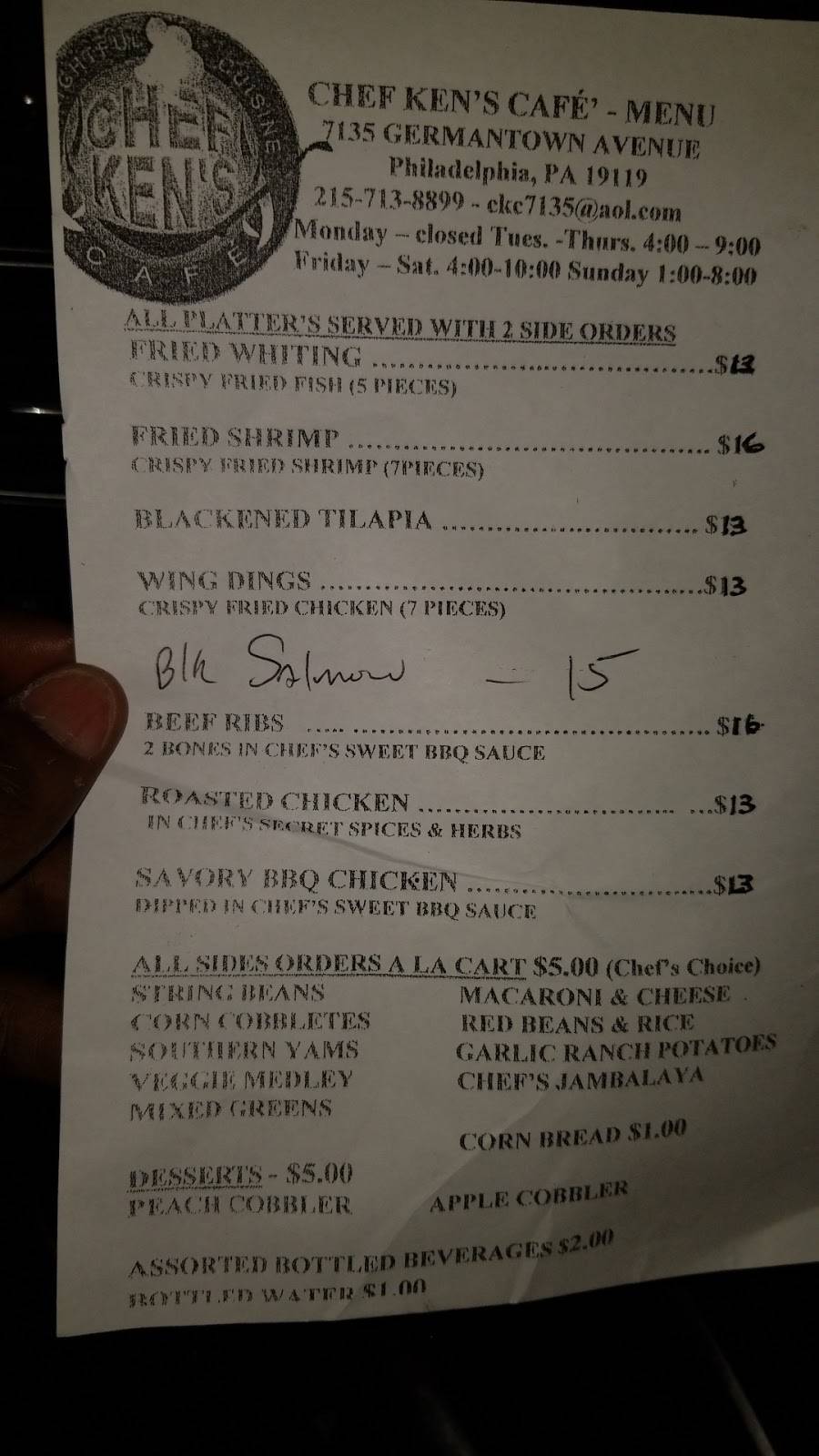 Chef Kens | restaurant | 7135 Germantown Ave, Philadelphia, PA 19119, USA | 2157138899 OR +1 215-713-8899