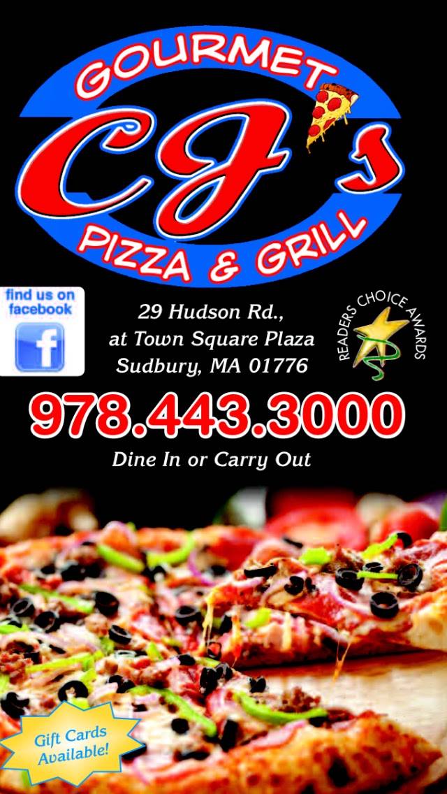 CJ s Gourmet Pizza & Grill | restaurant | 29 Hudson Rd, Sudbury, MA 01776, USA | 9784433000 OR +1 978-443-3000