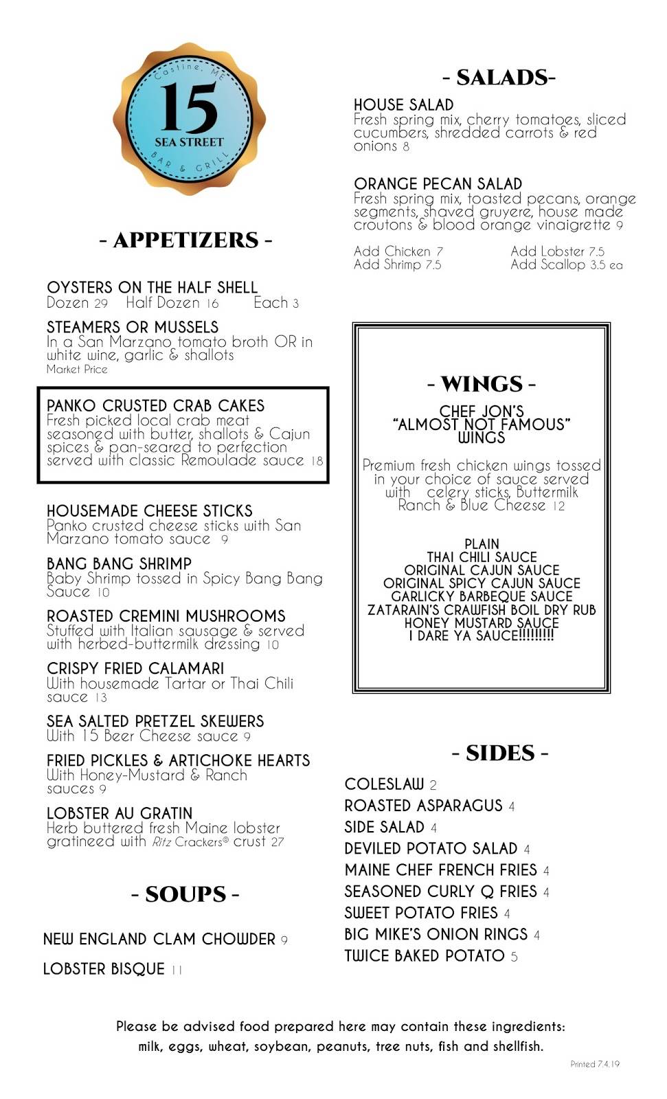 15 Sea Street Bar & Grill | restaurant | 15 Sea St, Castine, ME 04421, USA | 2073265026 OR +1 207-326-5026