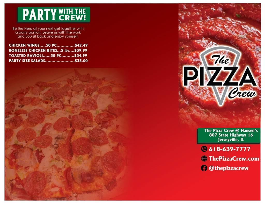Pizza Crew | restaurant | 807 IL-16, Jerseyville, IL 62052, USA | 6186397777 OR +1 618-639-7777