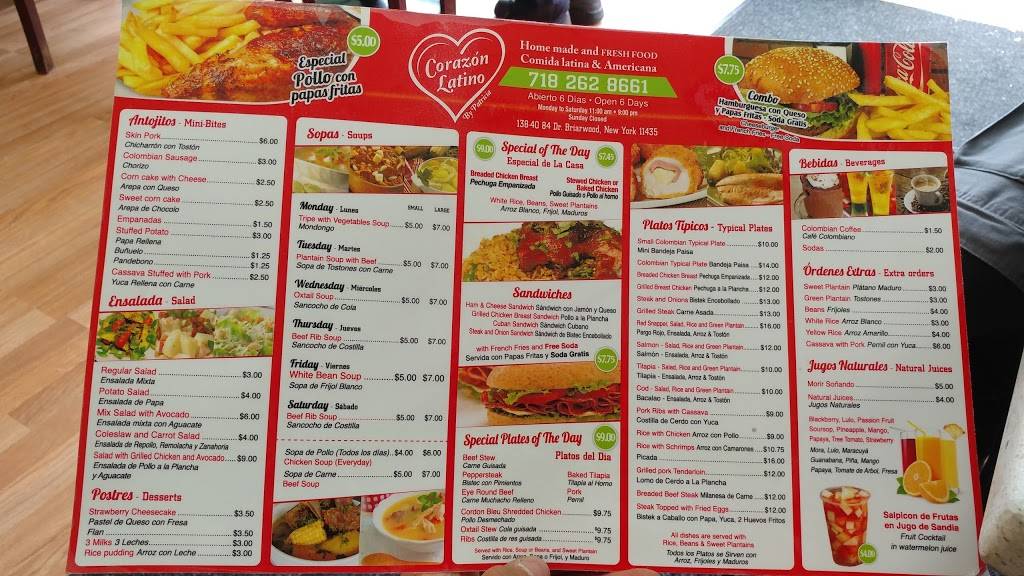 Corazon Latino | restaurant | 138-40 84th Dr, Briarwood, NY 11435, USA | 7182628661 OR +1 718-262-8661