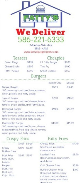 Fattys Burger House | restaurant | 34432 Clinton Plaza Dr, Clinton Twp, MI 48035, USA | 5862216333 OR +1 586-221-6333
