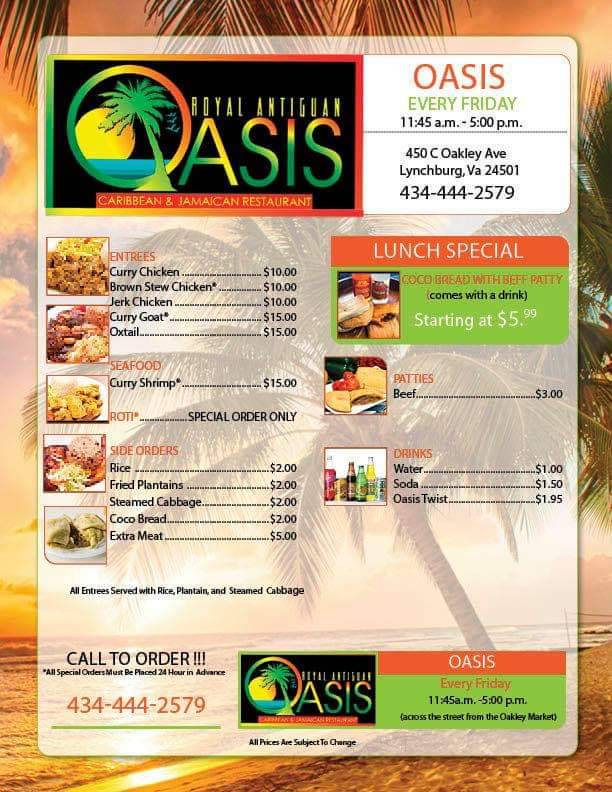 Oasis Caribbean Restaurant | restaurant | 450c Oakley Ave, Lynchburg, VA 24501, USA | 4344442579 OR +1 434-444-2579