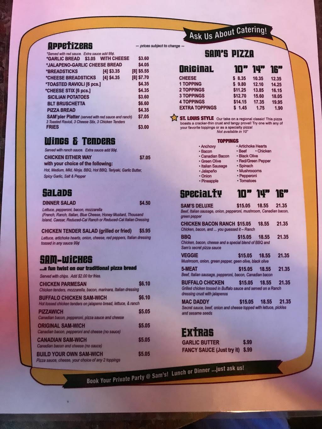 Sams Pizza & Pub Inc. | restaurant | 1017 Broadway, Highland, IL 62249, USA | 6186547171 OR +1 618-654-7171