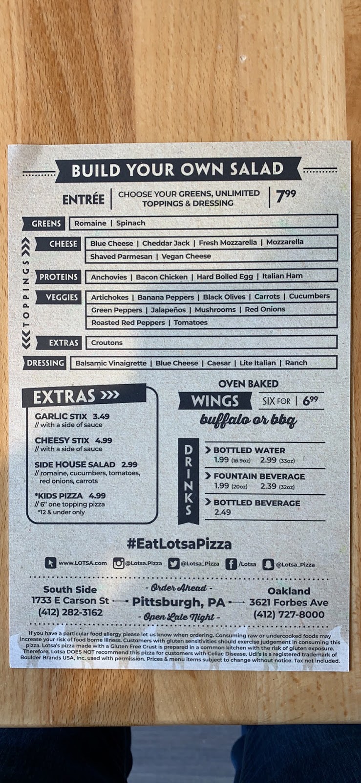 Lotsa Stone Fired Pizza (South Side) | restaurant | 1733 E Carson St, Pittsburgh, PA 15203, USA | 4122823162 OR +1 412-282-3162