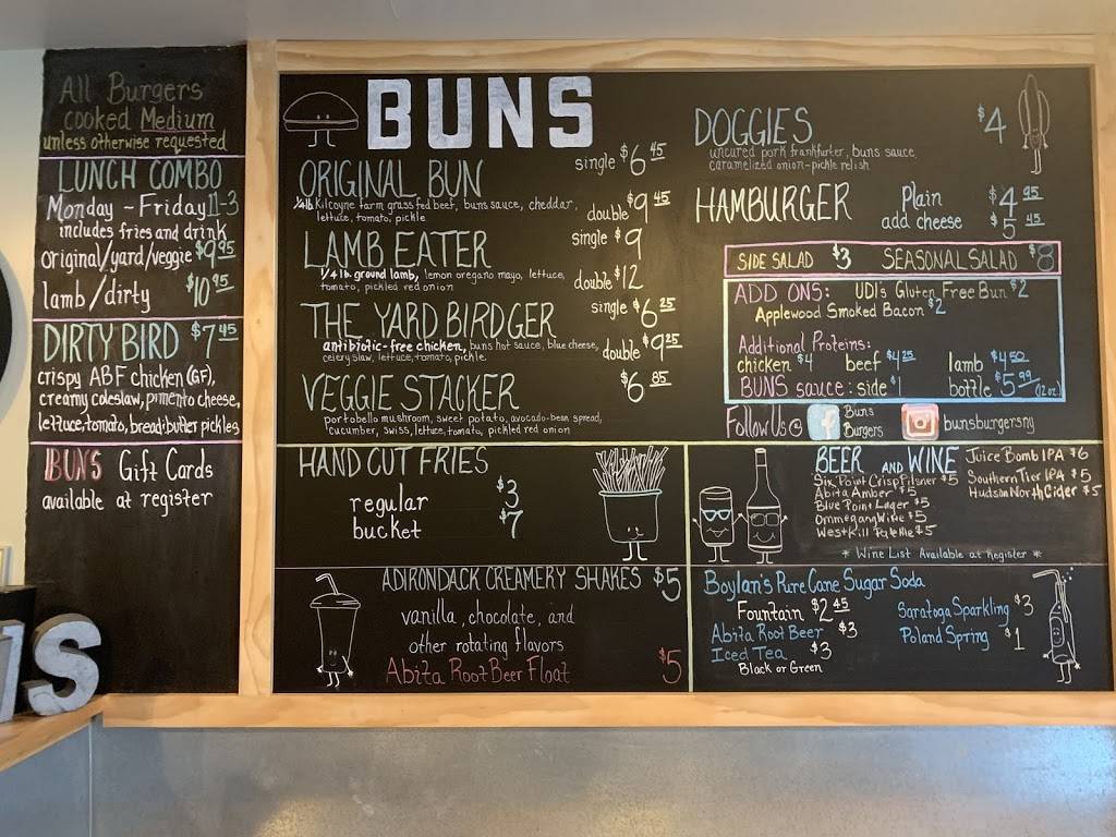 Buns Burgers | restaurant | 32 N Front St, Kingston, NY 12401, USA | 8454814994 OR +1 845-481-4994