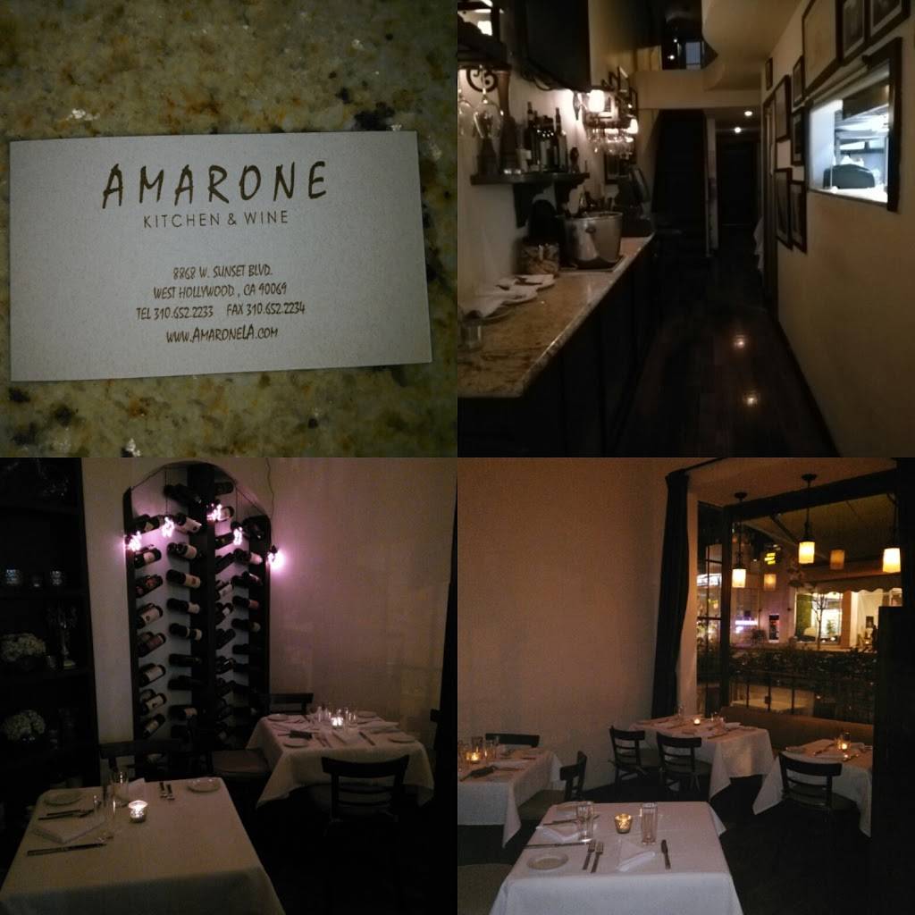Amarone Kitchen & Wine | restaurant | 8868 Sunset Blvd, West Hollywood, CA 90069, USA | 3106522233 OR +1 310-652-2233
