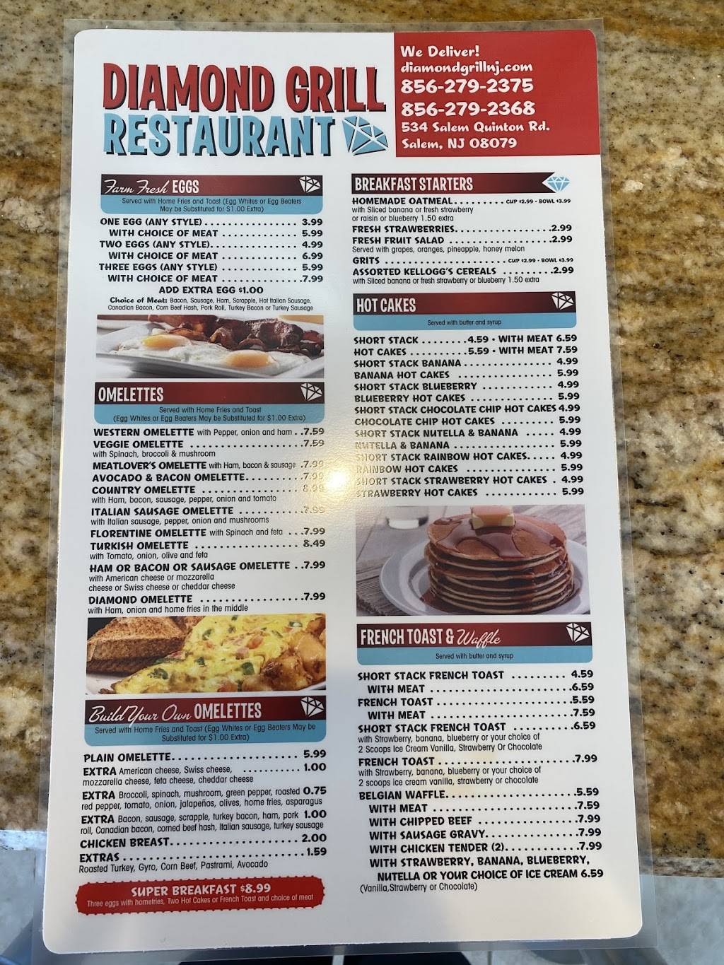 Diamond Grill | restaurant | 534 Salem Quinton Rd, Salem, NJ 08079, USA | 8562792375 OR +1 856-279-2375