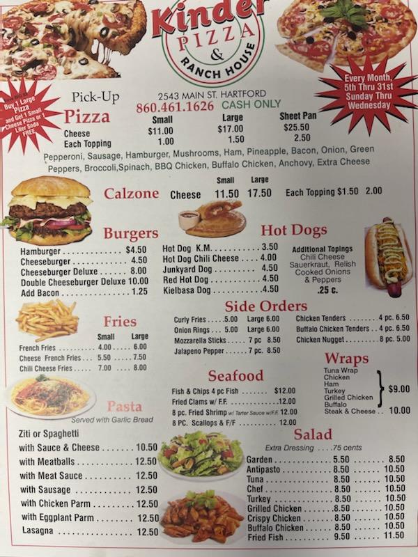 Kinder pizza | meal takeaway | 2543 Main St, Hartford, CT 06120, USA | 8604611626 OR +1 860-461-1626