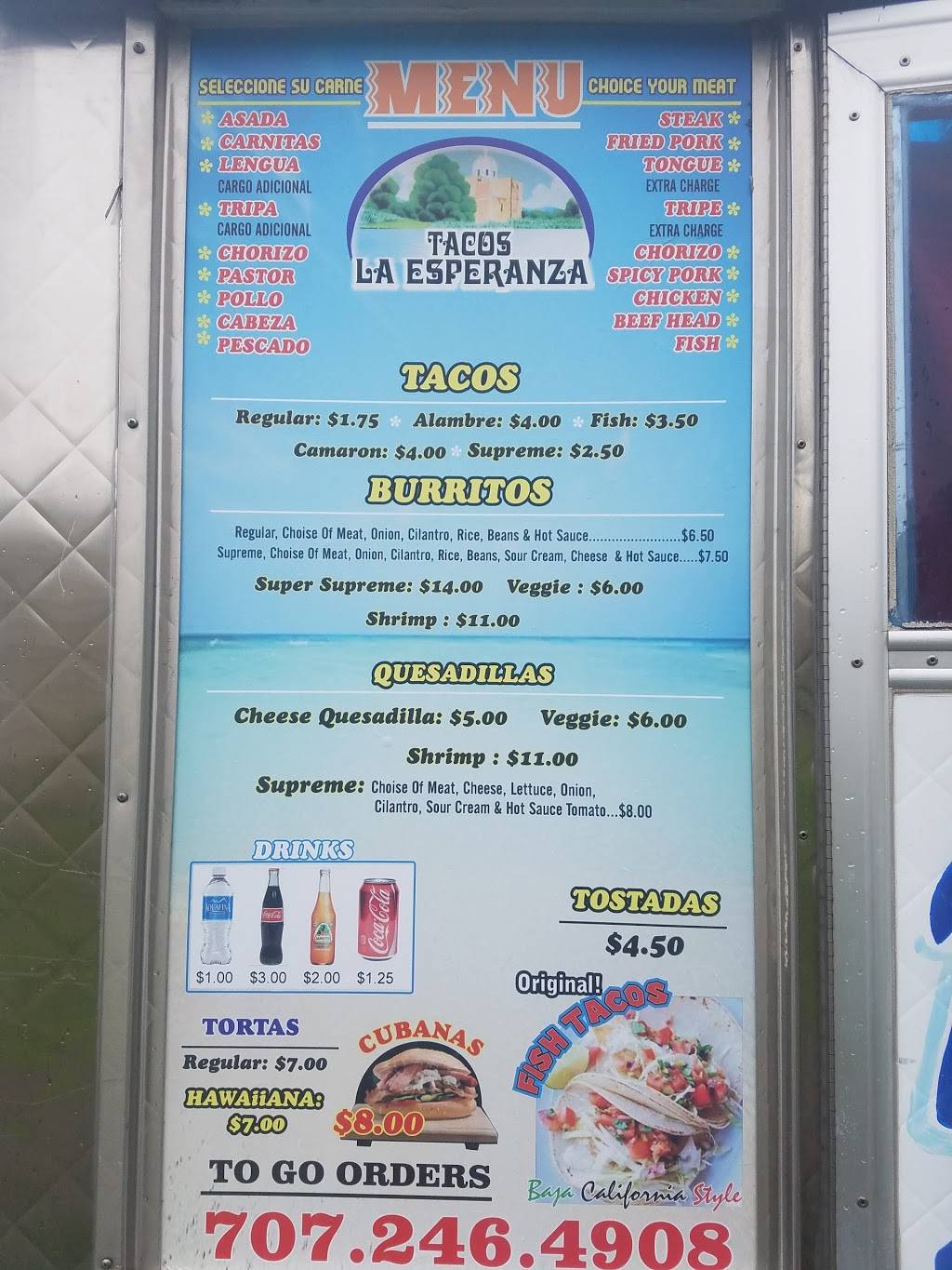 Tacos La Esperanza | meal takeaway | 1551 Soscol Ave, Napa, CA 94559, USA | 7072464908 OR +1 707-246-4908