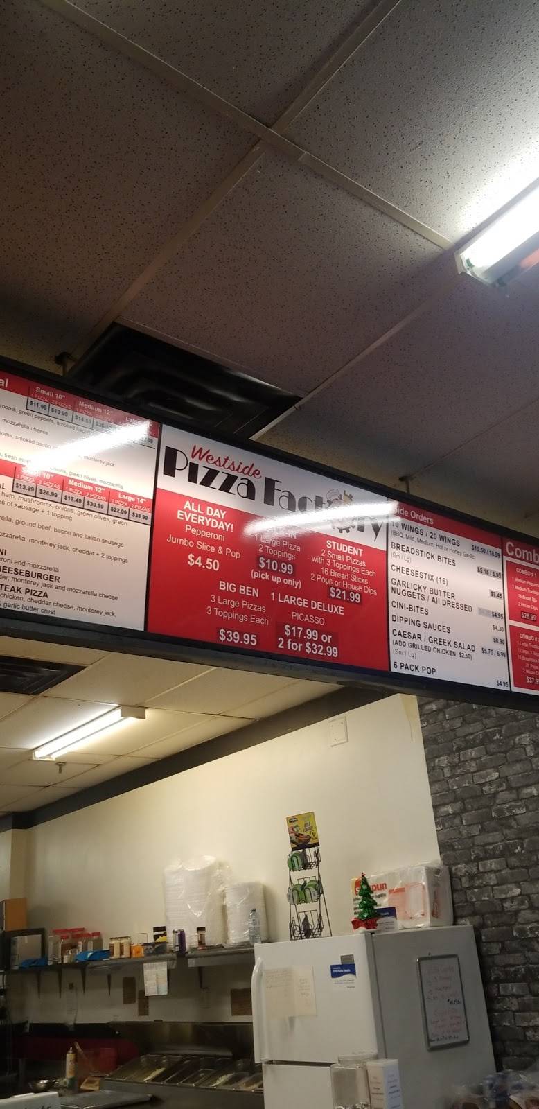 Westside Pizza Factory | restaurant | 150 Sidney St unit 11, Belleville, ON K8P 5E2, Canada | 6139683336 OR +1 613-968-3336