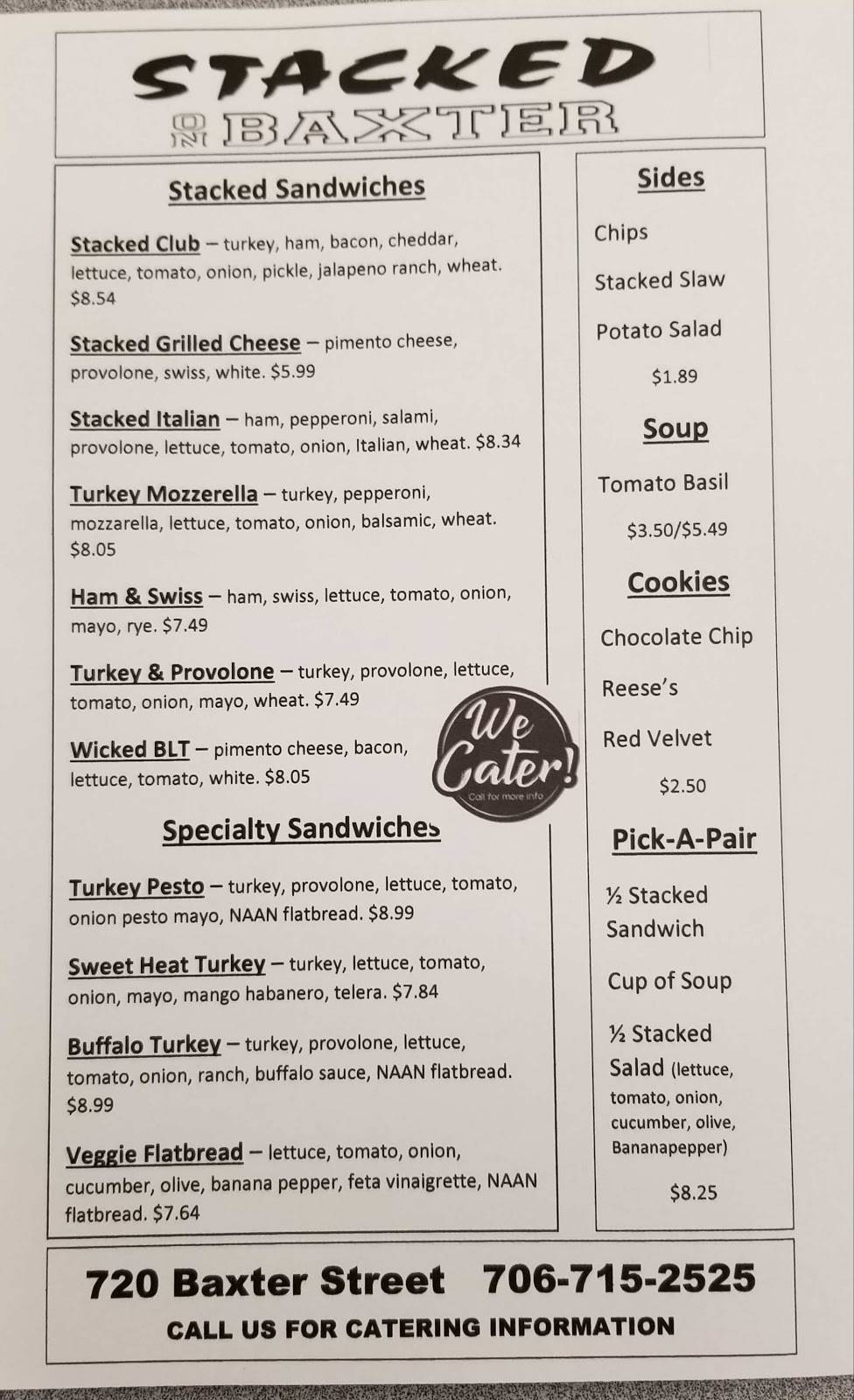 Stacked Sandwiches | restaurant | 720 Baxter St, Athens, GA 30605, USA | 7067152525 OR +1 706-715-2525