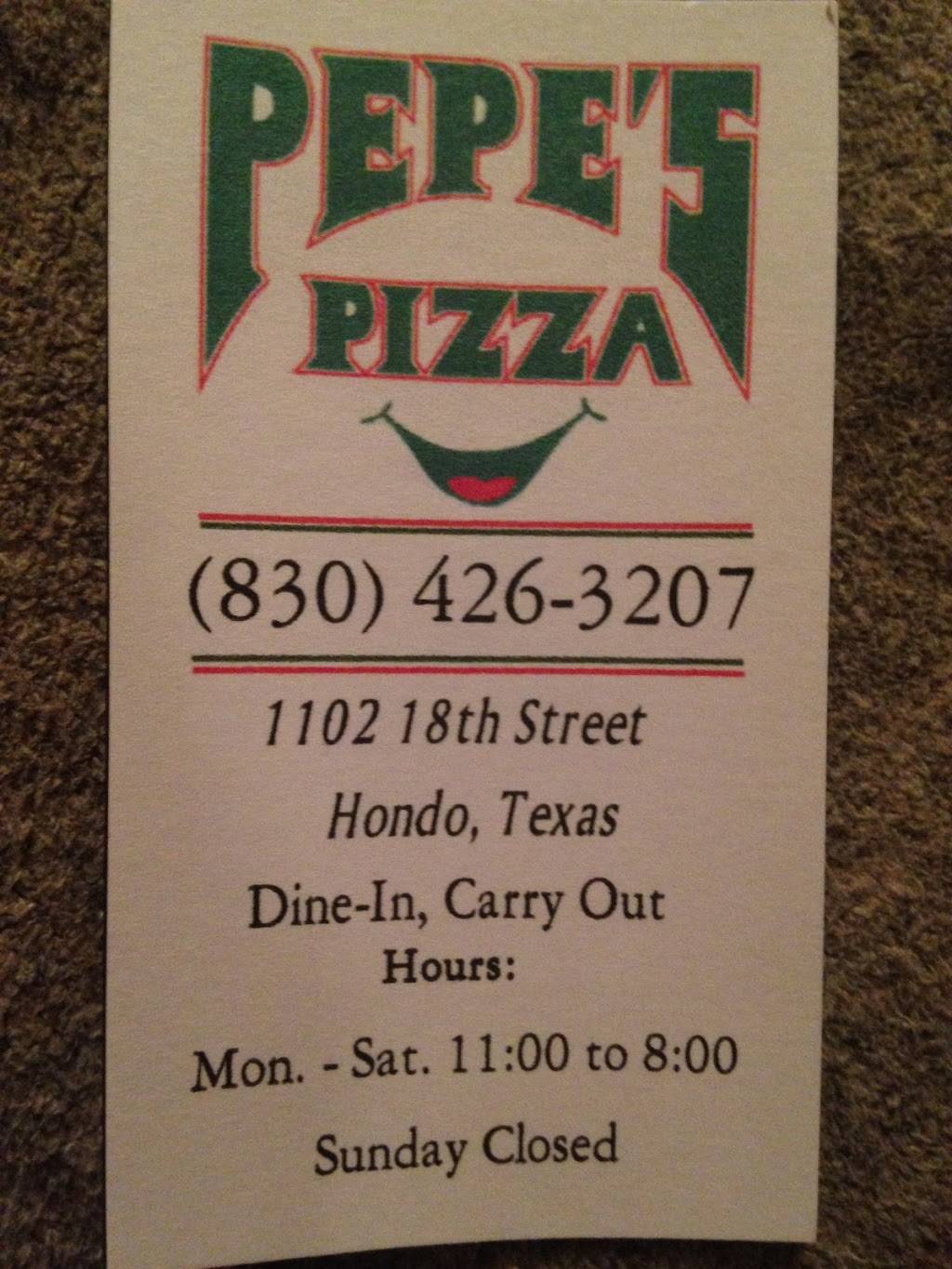 Pepes Pizza | restaurant | 1102 18th St, Hondo, TX 78861, USA | 8304263207 OR +1 830-426-3207