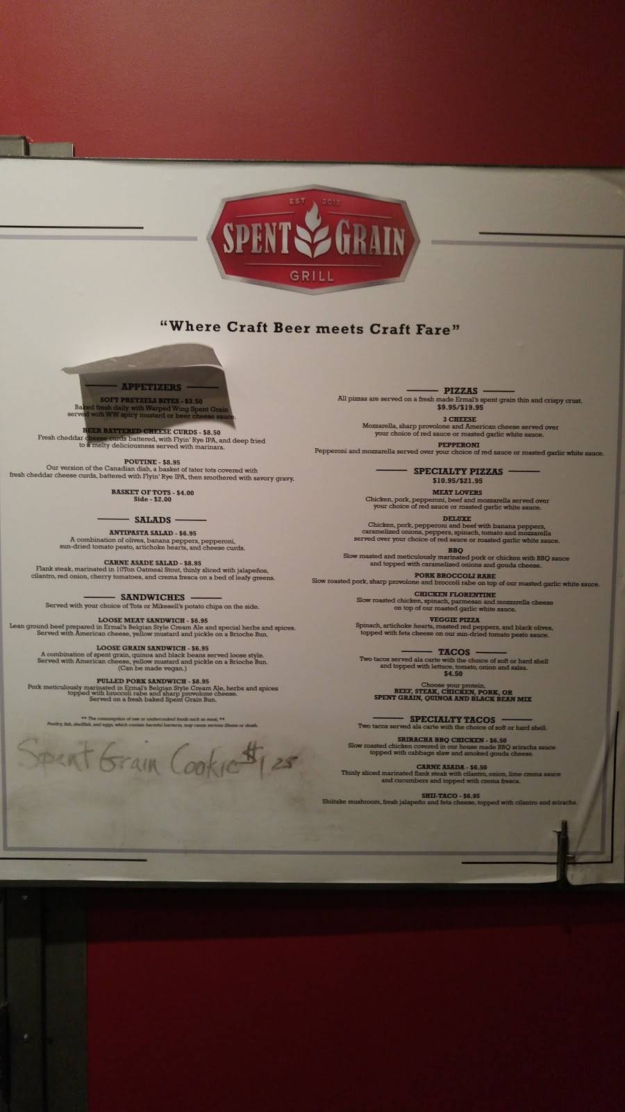 Spent Grain Grill | restaurant | 26 Wyandot St, Dayton, OH 45402, USA | 9372387389 OR +1 937-238-7389