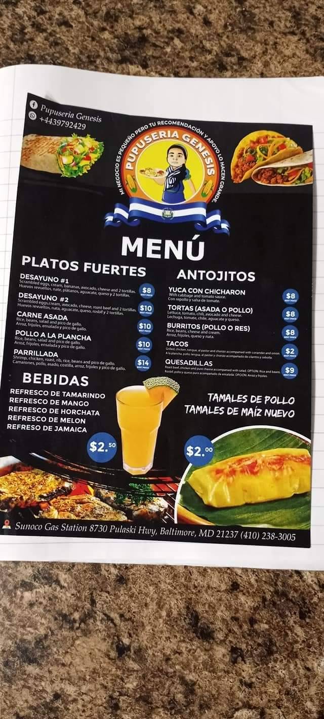 PUPUSERIA GENESIS | restaurant | 9026 Pulaski Hwy, Middle River, MD 21220, United States | 4439792429 OR +1 443-979-2429