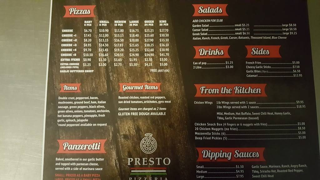 Presto Pizzeria | restaurant | 601 Centre St #5, Belle River, ON N0R 1A0, Canada | 5197282220 OR +1 519-728-2220