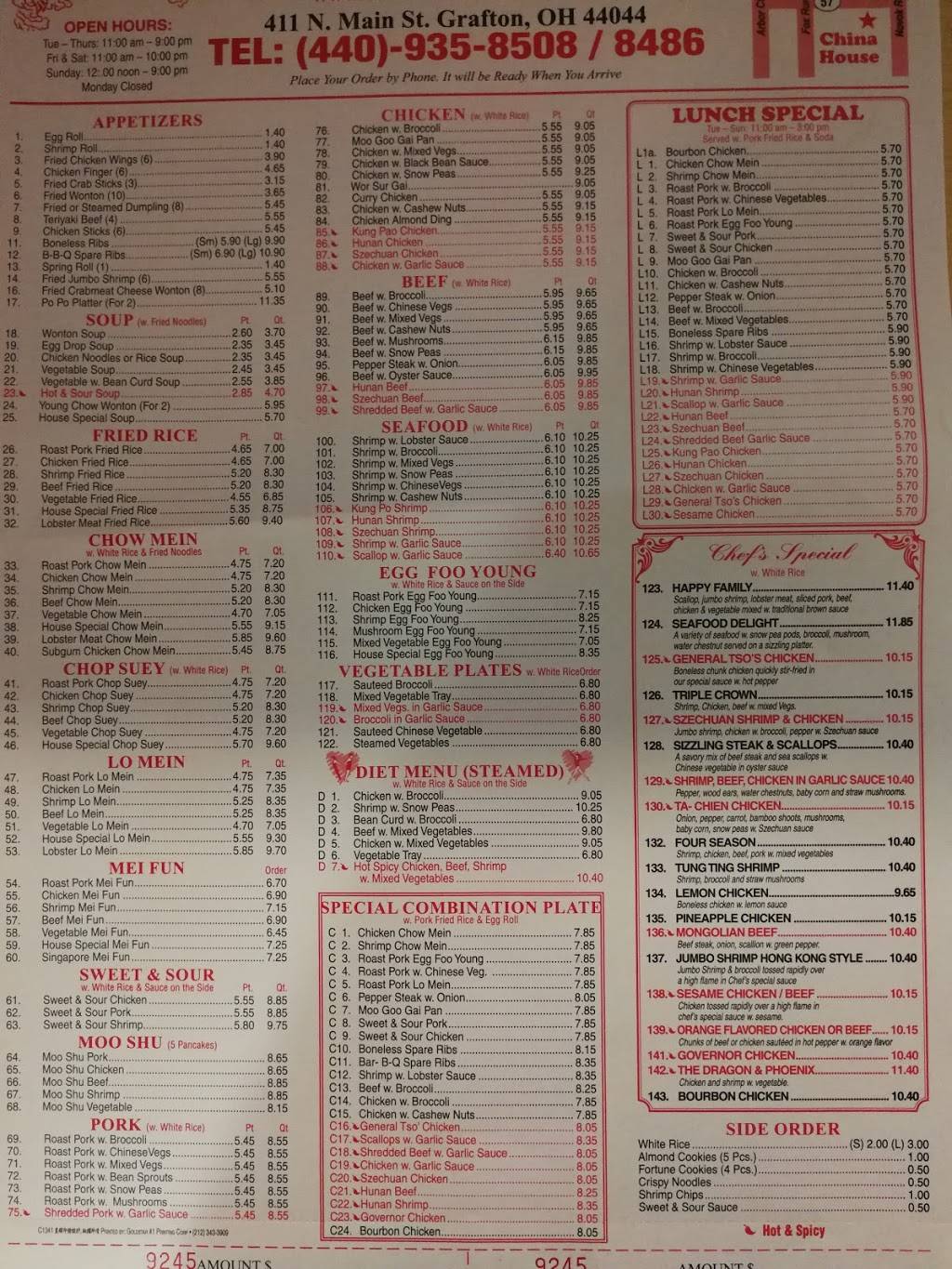 China House | restaurant | 411 Main St, Grafton, OH 44044, USA | 4409358508 OR +1 440-935-8508