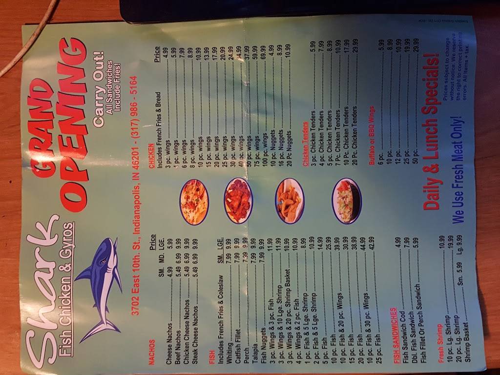 Sharks | restaurant | 3702 E 10th St, Indianapolis, IN 46201, USA | 3179865164 OR +1 317-986-5164