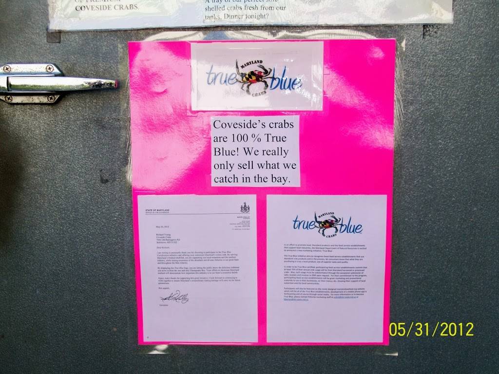 Coveside Crabs | restaurant | 7656 Old Battle Grove Rd, Dundalk, MD 21222, USA | 4104774709 OR +1 410-477-4709