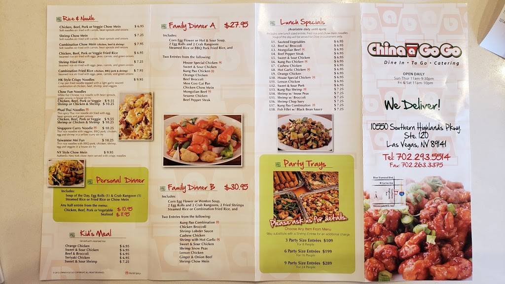 China A Go Go (S Highlands) | meal delivery | 10550 Southern Highlands Pkwy, Las Vegas, NV 89141, USA | 7022935514 OR +1 702-293-5514