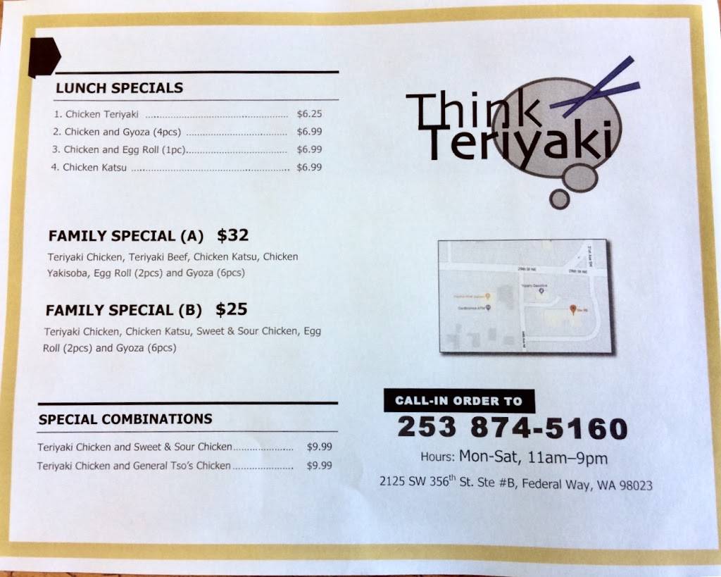 Think Teriyaki | restaurant | 2125 SW 356th St B, Federal Way, WA 98023, USA | 2538745160 OR +1 253-874-5160