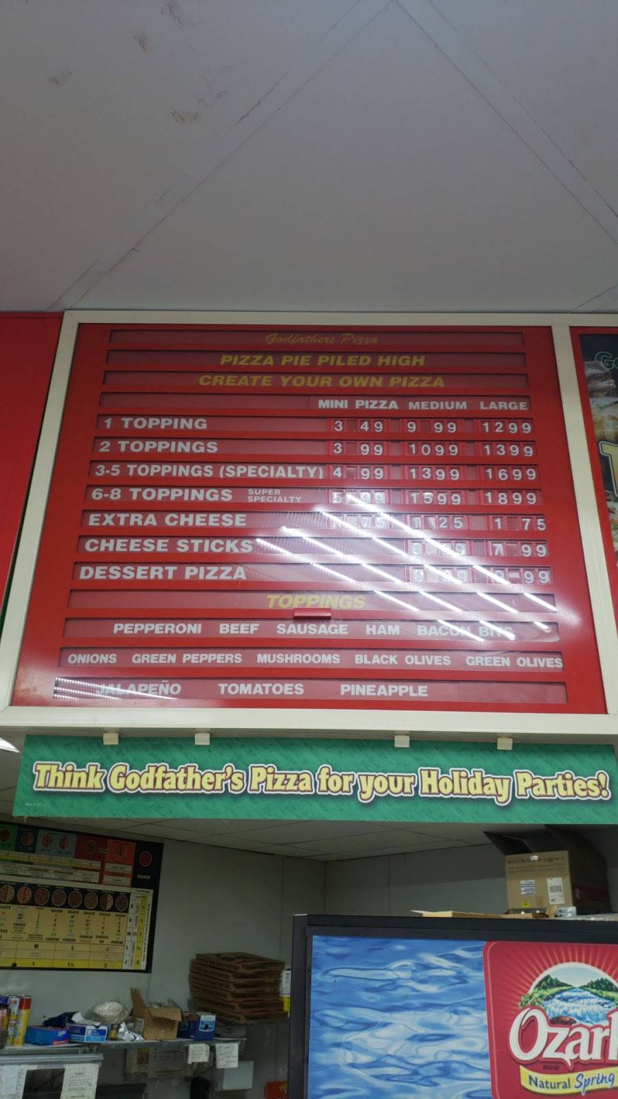 Godfathers Pizza | meal delivery | 401 S Lake Dallas Dr, Lake Dallas, TX 75065, USA | 9404975250 OR +1 940-497-5250