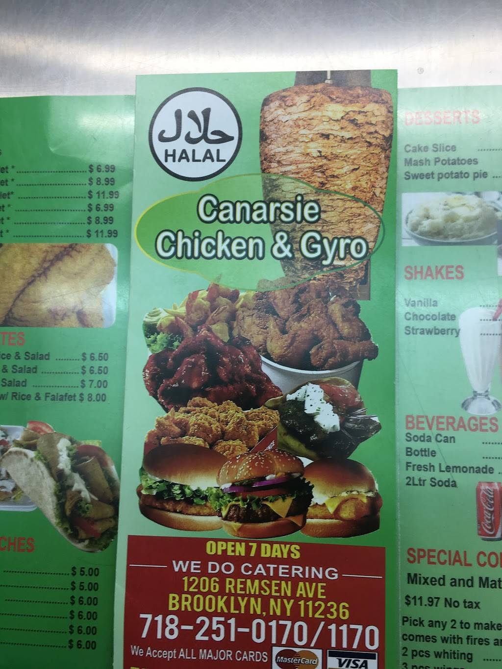 Canarsie Chicken & Gyro | restaurant | 1206 Remsen Ave, Brooklyn, NY 11236, USA | 7182510170 OR +1 718-251-0170