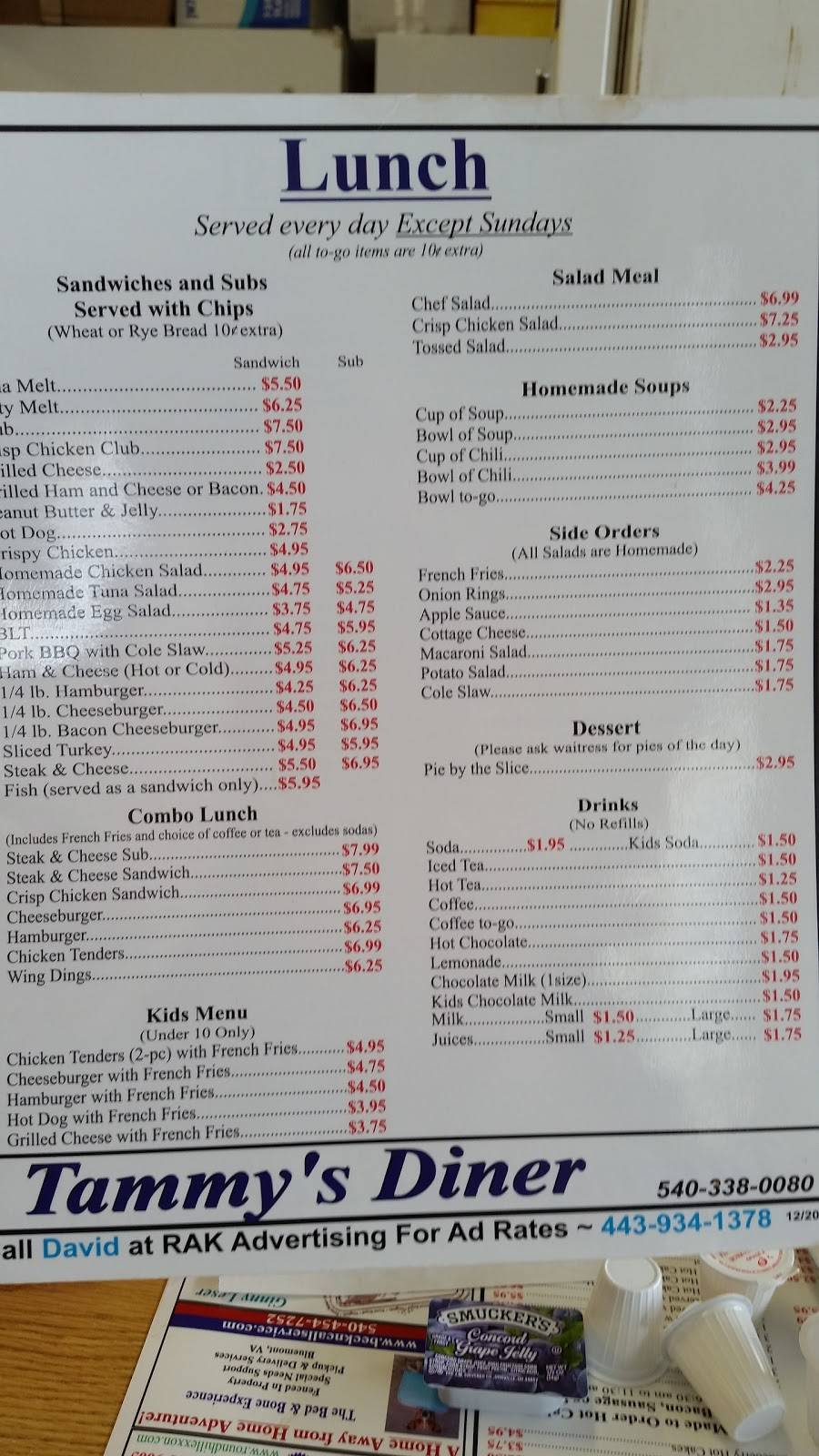 Tammys Diner | restaurant | 2 E Loudoun St, Round Hill, VA 20141, USA | 5403380080 OR +1 540-338-0080