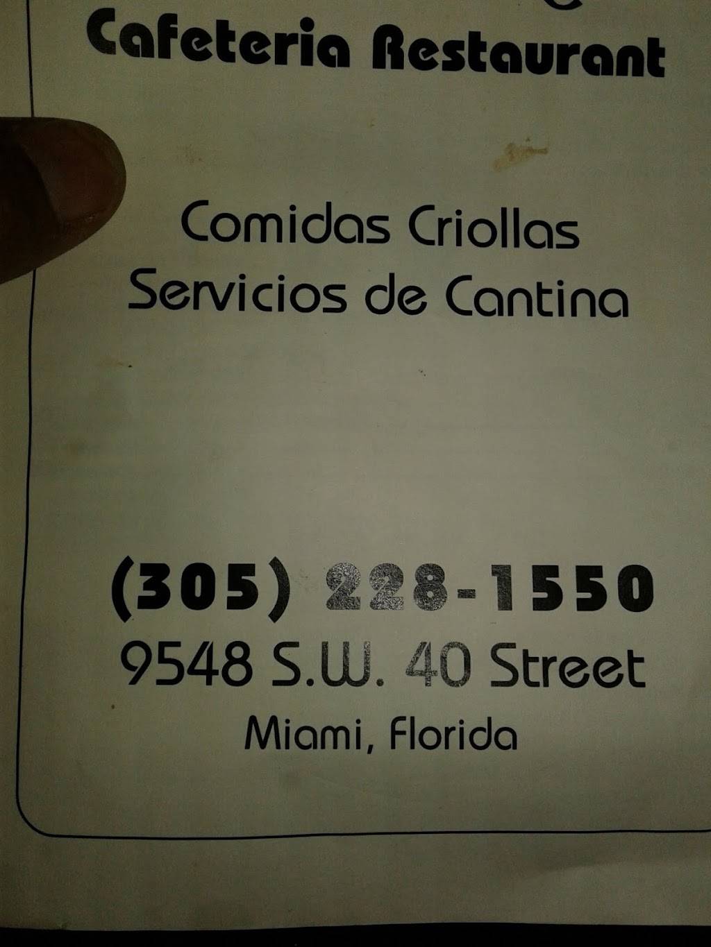 Alex Cafeteria Restaurant | restaurant | 9548 SW 40th St, Miami, FL 33165, USA | 3052281550 OR +1 305-228-1550