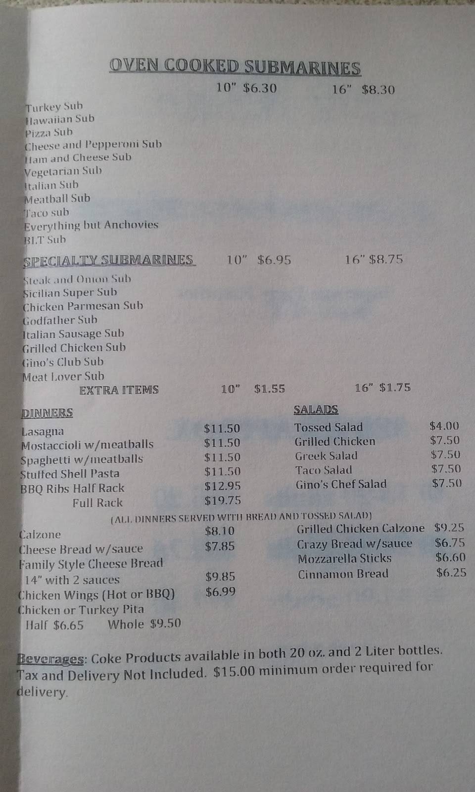 Ginos Pizza & Sub Station | restaurant | 2805 Lewis Ave, Ida, MI 48140, USA | 7342696007 OR +1 734-269-6007